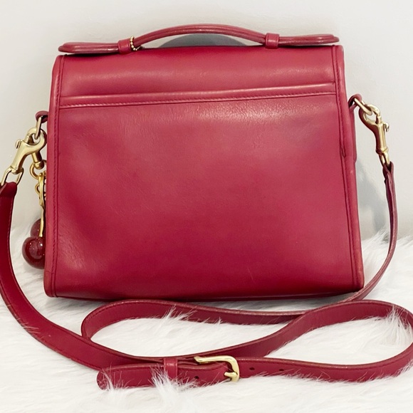 Coach Court Vintage Crossbody Bag Color Red 9870 - Picture 2 of 15